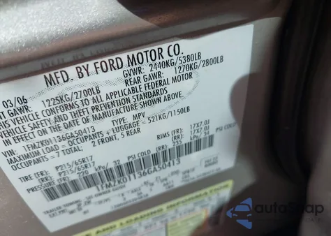 2006 Ford Freestyle Se z USA, uszkodzony, nr VIN 1FMZK01136GA50413